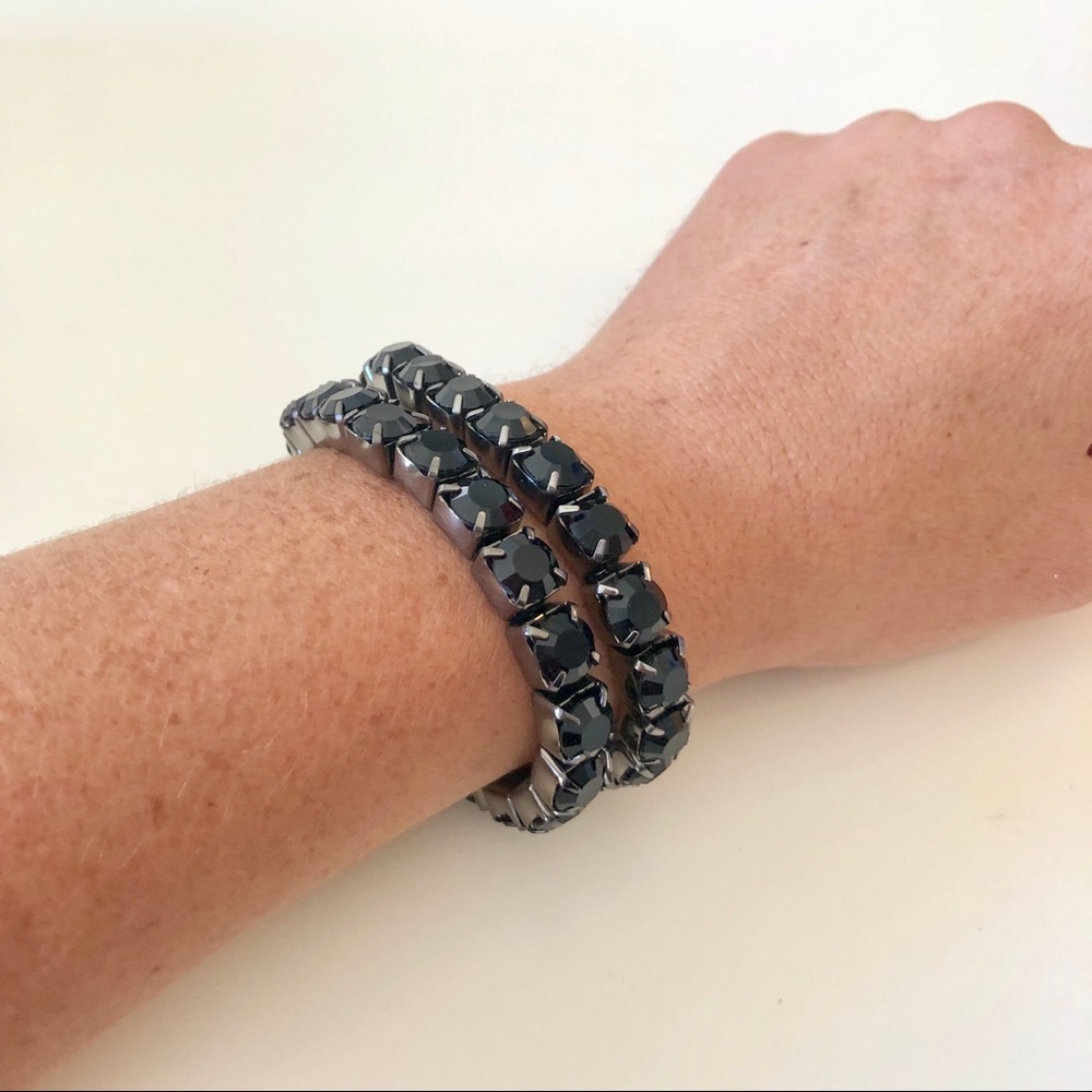Black Gemstone Bracelets - Set of 2